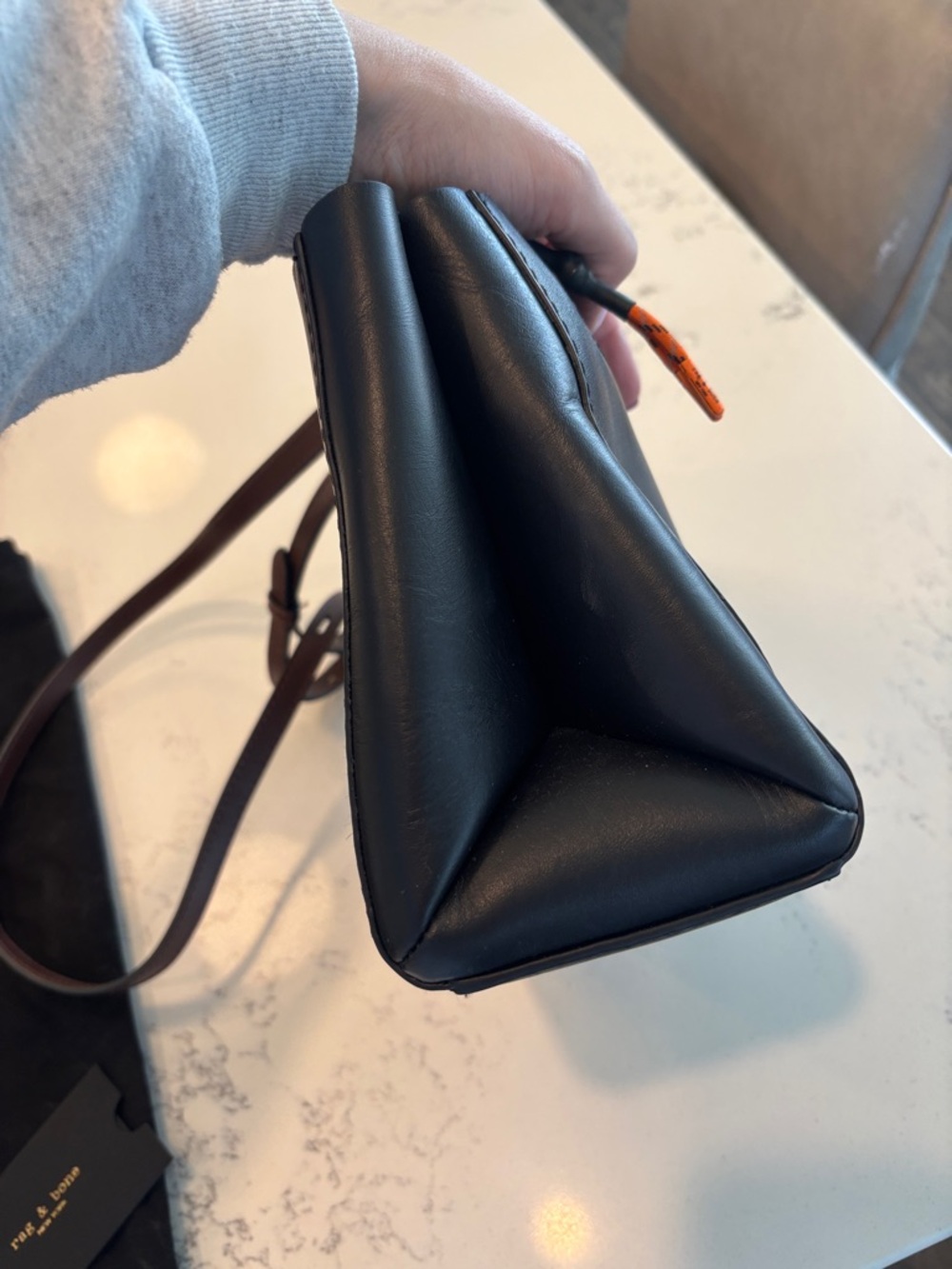 rag & bone Black Leather Crossbody with Brown Strap and Silver Hardware - Picture 6 of 9